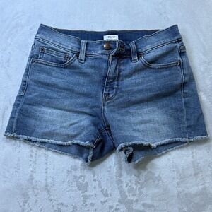 Crew Denim Shorts Womens Size 24 Cutoff Frayed Hem Low Rise Blue